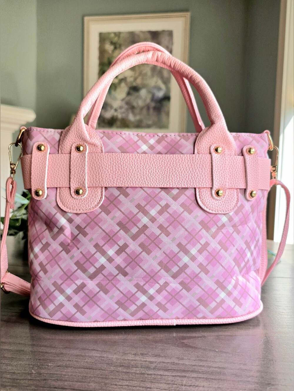 Sanrio Hello Kitty Pink Plaid Satchel / Crossbody NWT - Picture 7 of 12